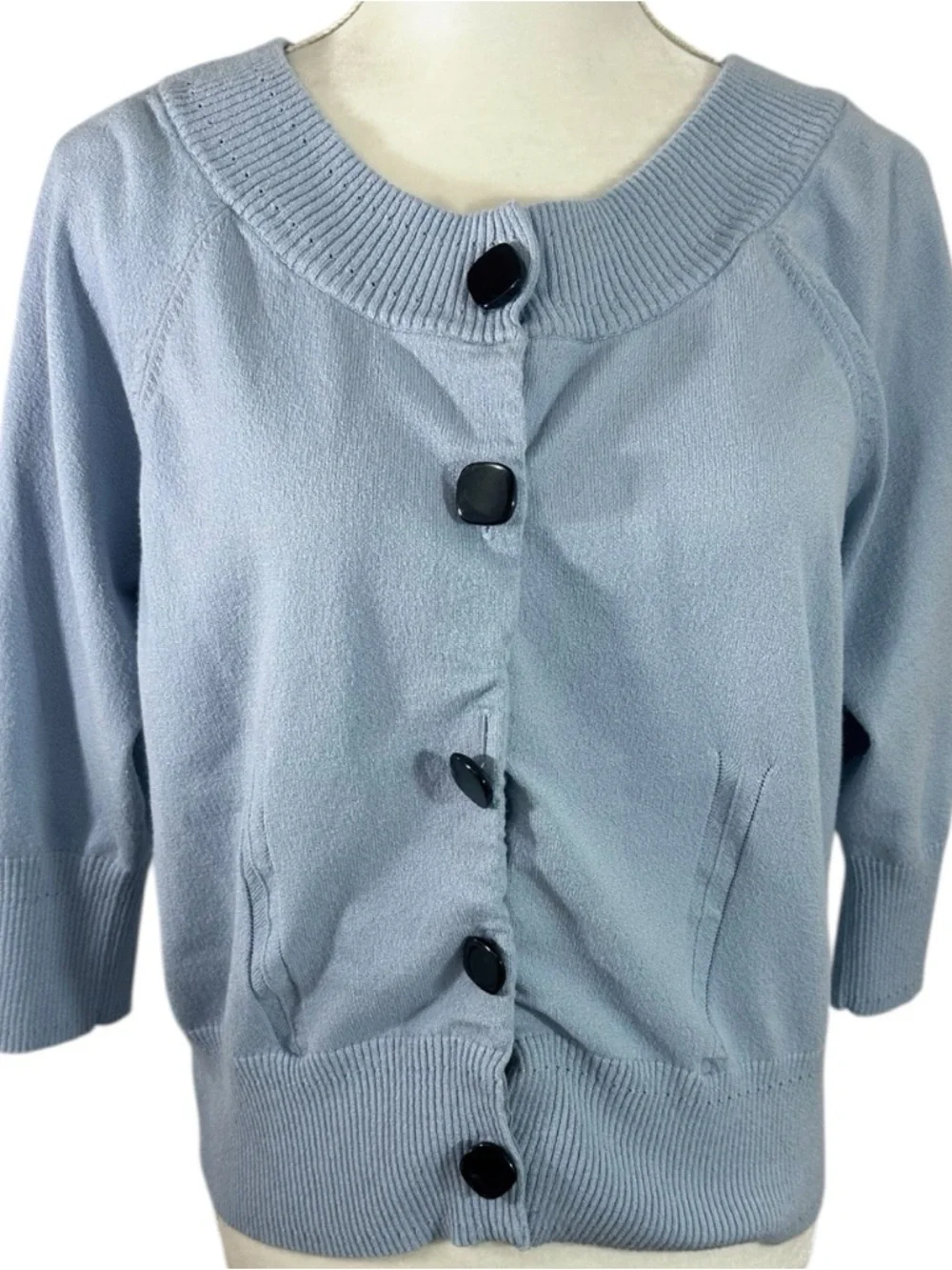 Nine West Blue Button-Down Cardigan 3/4 Sleeve Sweater- Size XL